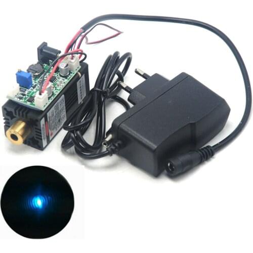 W 12V Power Adapter 488nm 60mW Cyan-Blue Laser Dot Module Focusable Head Fan