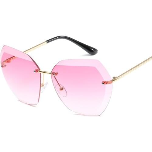 MXDMY Sunglasses For Women Square Rimless Diamond cutting Lens Brand Designer Fashion Shades Sun Glasses