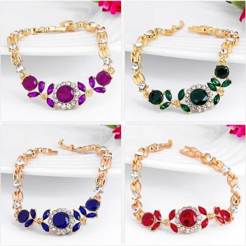 MISANANRYNE 2019 boho Gold Color Bracelet and Bangle bransoletki damskie leaf crystal Simple Bracelets for Woman Jewelry