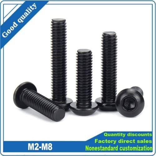 5/50pcs ISO7380 Black Hexagon Hex Socket Head Button Allen Bolt Screw M2 M2.5 M3 M4 M5 M6 M8 304 A2-70 Stainless Steel