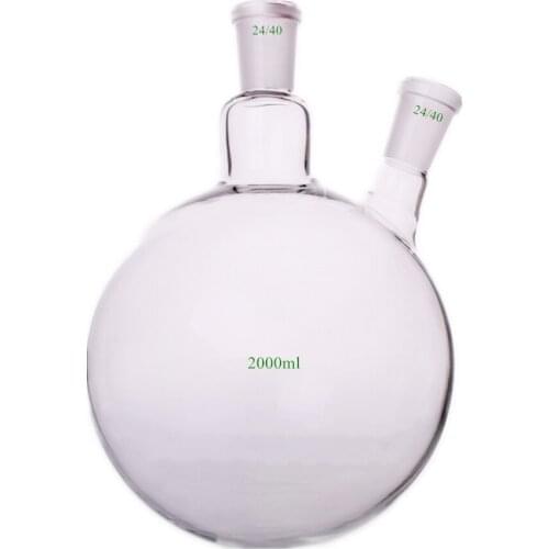 2000ml,24/40,2-Neck,Round Bottom Glass Flask,2L Reaction Vessel,Double Necks