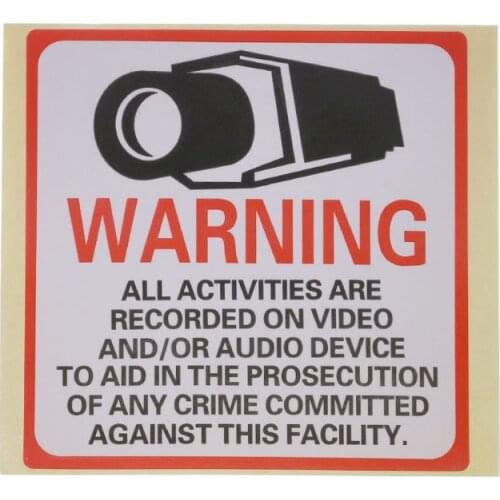 8PCS Warning Stickers SECURITY CAMERA IN USE Self-adhensive Safety Label Signs Decal