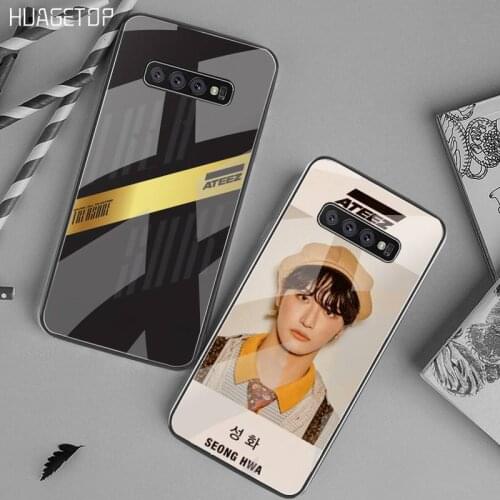 HUAGETOP ATEEZ HongJoong SeongHWA black Phone Case Hull Tempered Glass For Samsung S20 Plus S7 S8 S9 S10 Plus Note 8 9 10 Plus