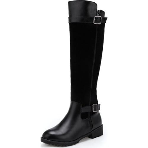 Foreign trade womens shoes and 2018 low heel side with size code 33 - tall canister boots knight female 50 to 181023