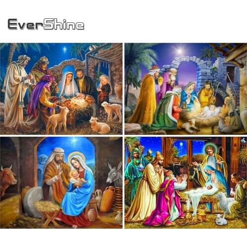 EverShine DIY Full Drill Square Diamond Painting Religion 5D Diamond Embroidery Portrait Rhinestones Mosaic Handmade Hobby
