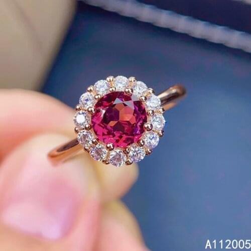 KJJEAXCMY fine jewelry 925 sterling silver inlaid natural garnet ring delicate new female gemstone ring popular support test