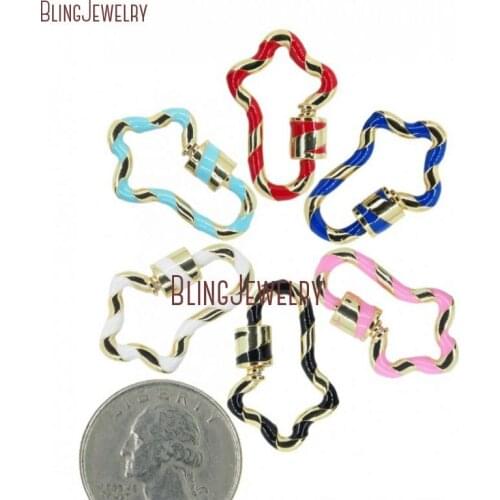 Cross Carabiner Lock Clasp Screw Clasp Links Findings White Pink Red Turquoises 14K Gold Overlay Enamel FC30404