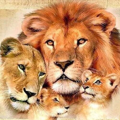 Lion 5D DIY Diamond Painting Full Round Diamond Embroidery Cross Stitch Kit Needlework Patterns Tools Rhinestone Mosaic Animals