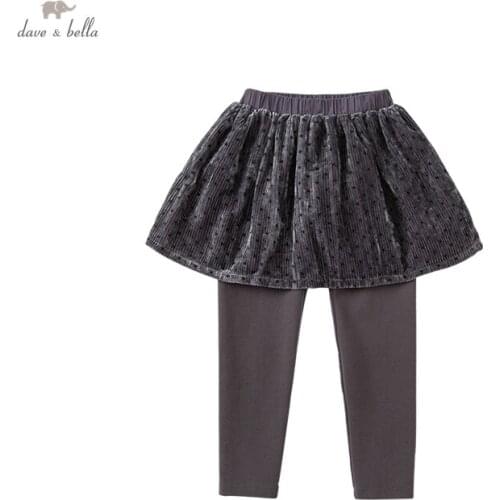 DKH18200 dave bella autumn 5Y-13Y kids girls fashion solid pockets pants children boutique casual full-length pants