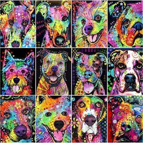 MomoArt Full Square Diamond Embroidery Dog Cross Stitch Diamond Painting Animal Rhinestone Picture Mosaic Art Home Decorations