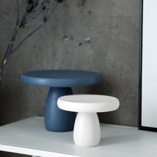 Morandi color decorative ornaments small mushroom shaped cake plate Nordic style decorative utensils wooden tray