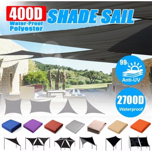 Multi-size 400D Waterproof Sun Shade Sail 99%UV Rectangle Triangle Garden Beach Awning Camping Pool Sun Canopy Tent Sun Shelter