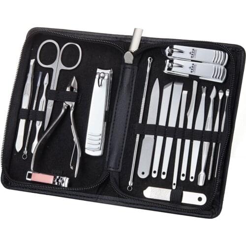 6/10/14/20 pcs Manicure Set Stainless Steel Nail Clipper Kit Pedicure Scissor Tweezer Ear Pick Nail Care Grooming Tool Sets