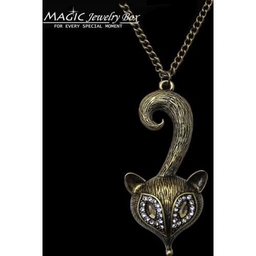 New Vintage Gold Plated Fox Pendant Necklaces Women Retro Long Chain Necklaces Pendants Female Jewelry Party Gift