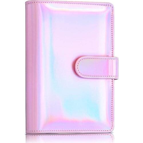 A6 PU Leather Notebook Binder Cover , Laser Rainbow 6 Ring Binder Budget Cash Envelopes,Planner Travel Journal Binder Cover