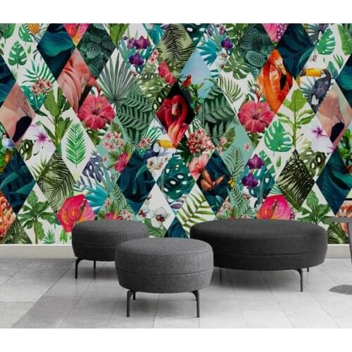 Beibehang Custom wallpaper tropical plant flower flamingo TV sofa background wall paper home decoration 3d wallpaper
