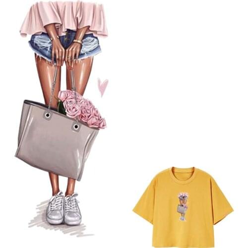 Patch Iron On Clothes Shopping Bag Stickers Iron On Heat Transfer Clothes Diy Accessory Fashion Stickers Patch