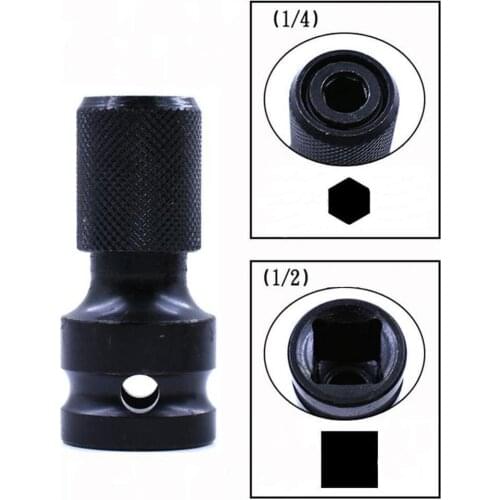 1/2" Square To 1/4" Hex Ratchet Socket Conversion Tool Adaptor Quick Impact Drive Tool Release Adapt Socket Chuck L0Z3 Conv R0S5