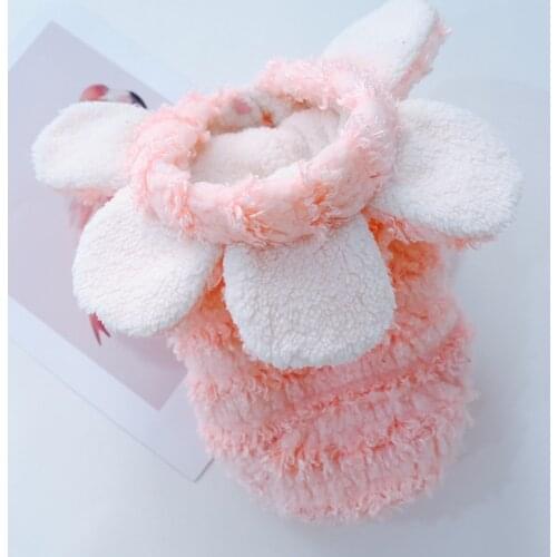 PETCIRCLE Dog Clothes Flower Hat Pink Warm Coat For French Bulldog Corgi Pug Dog For Small and Medium Pet Dog Hoodie Costume