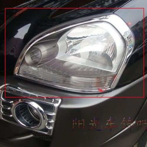 FIT FOR HYUNDAI Tucson 2005-2009 ABS Chrome Front headlight Lamp Cover 2pcs