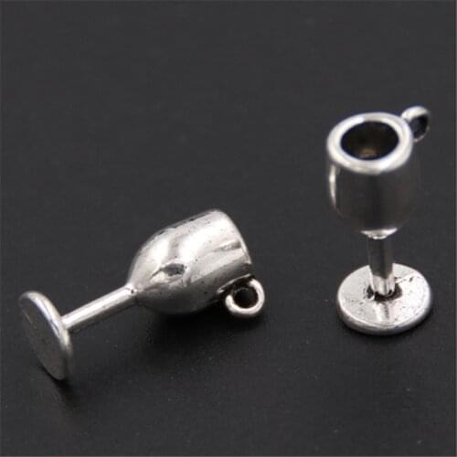 30pcs Wine Glass Charms Tibetan Silver Color 3D Time For Cocktails Pendants Goblet Margarita Martini Charms A973