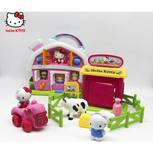 Pretend Play Toys Doll Hellokittys Musical Farm House Playset Children Play House Kids Christmas Gifts