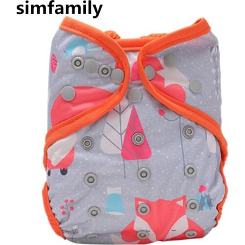 [simfamily]1PC Washable Cloth Diaper Cover Adjustable Double Gusset Reusable Simfamily cloth diapers fraldas Nappy Suit 3-15kgs