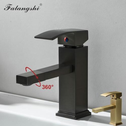 Bathroom Sink Faucet 360 Swivel Spout Deck Mounted Single Hanlde Hot And Cold Basin Sink Mixer Tap Black Faucet WB1077