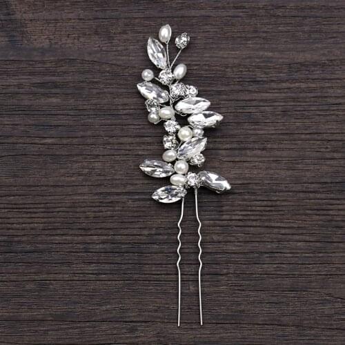 AiliBride Pearl Rhinestone Wedding Hair pins Hair Accessories Women Bridal Headpiece Handmade Hair Jewelry