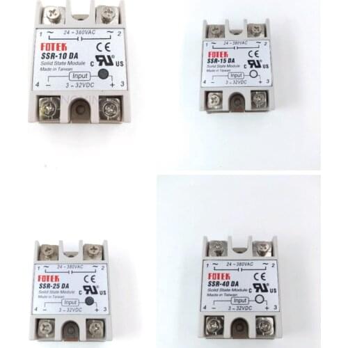 Solid State Relay SSR-10DA SSR-15DA SSR-25DA SSR-40DA SSR-50DA SSR-60DA SSR-75DA SSR-80DA SSR-90DA 3-32V DC TO 24-380V AC