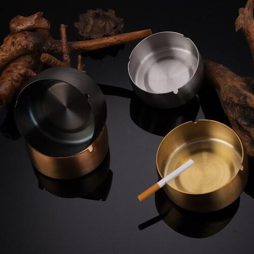 Stainless Steel Windproof Drop-Resistant Thickened Ashtray Simple Personality Advertising Gifts Customizable Logo