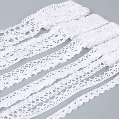 High Quality 5Yards White Color cotton lace for garment Laces trim Sewing accessories Scrapbooking lace Embellishment(10-38mm)
