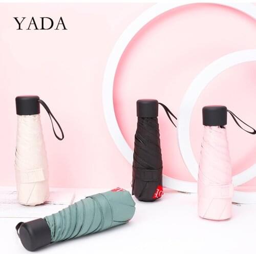 YADA 2021 Fruit Strawberry 6 Bones Mini Pocket Umbrellas Parasol INS 5-Folding Umbrellas Rain For Women UV Umbrella YS200124