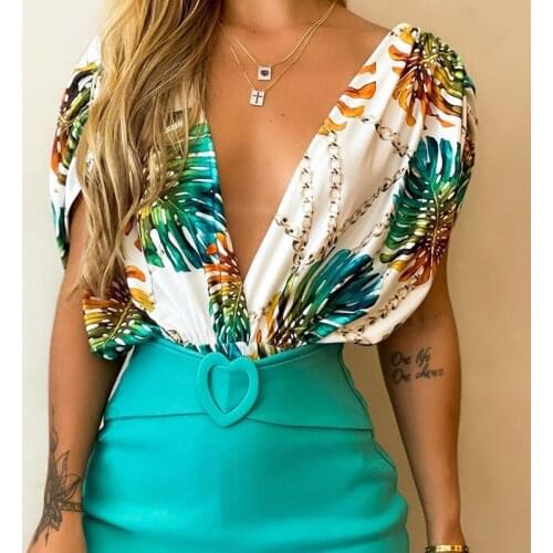 Women Printing 2 Pieces Sets V-neck Sleeveless Blue Love Belt Slim Short Skirt Female Set 2021 Summer New Casual Ladies Suits