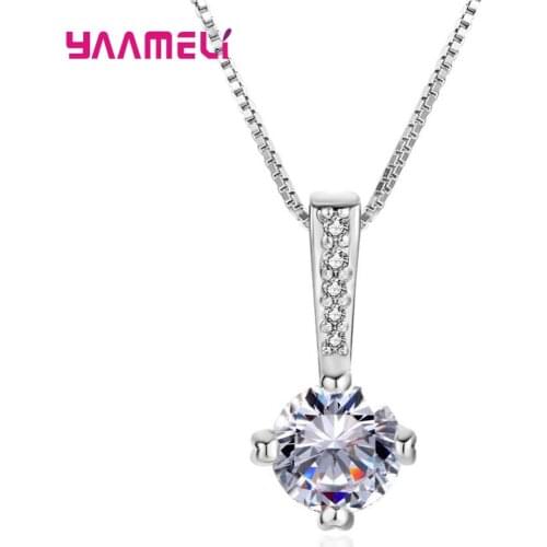 Two Color 925 Sterling Silver Necklace Four Claw AAA CZ Mosaic Zircon Choker Necklace For Women Valentines Day Jewelry Gift
