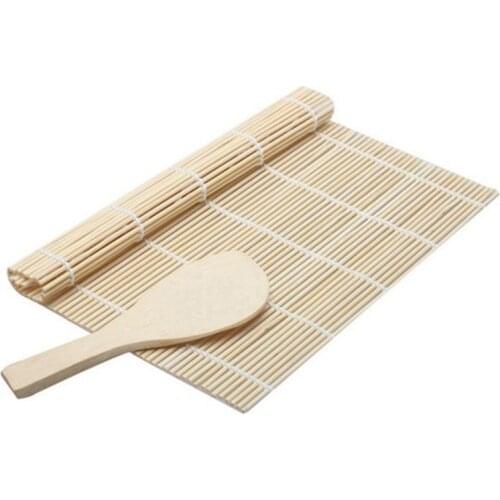 1Pcs Sushi Curtain Rolling Mat Sushi Spoon DIY Onigiri Rice Roller Kitchen Gadgets Cooking Accessories Bamboo Sushi Maker Tools