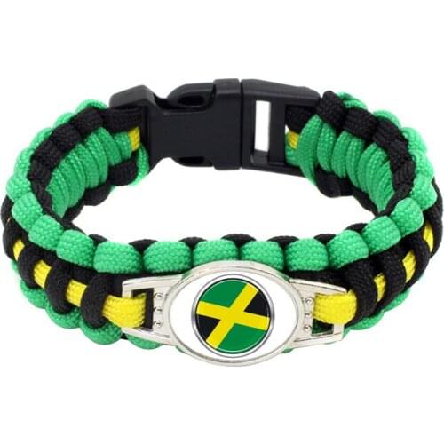 10PC Jamaica Flag Paracord Survival Outdoor Camping Bracelets Gifts for Women & Men Girls Friendship Rope 550 7 Bracelet Jewelry