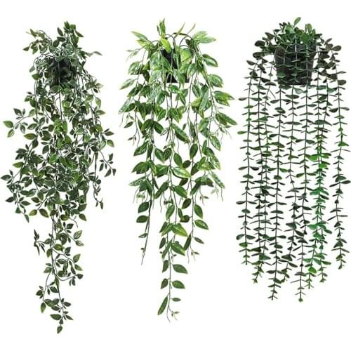 3pcs/set Artificial Green Hanging Potted Trailing Plant Indoor/outdoor Decoration Artificial Greening Vine Plant Home Decoration