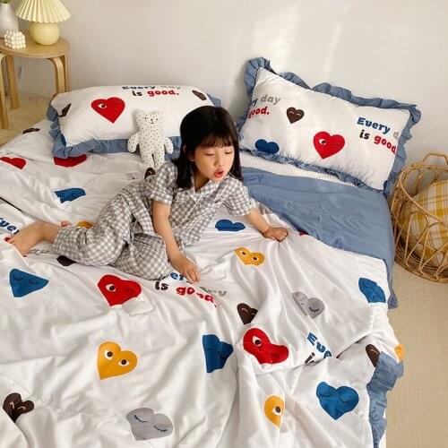 4PCS Set 3 Sizes Choose Queen King Size Quilts Cartoon Style Quilt Lovily Childen Blankets Keep Warm Blanket Summer Thin Blanket