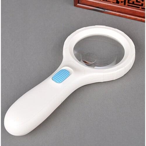 6X 16X Illuminated Plastic Handheld Reading Newspaper Elderly People Magnifier Lupa with LED Lamps for Stamps Appraisal Glass