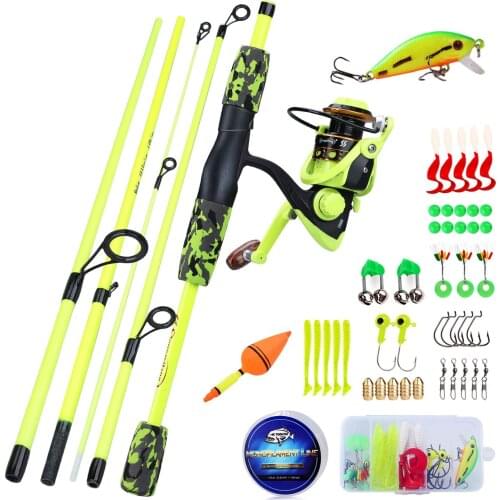 Sougayilang Kids Fishing Rod Reel Combos 5-Piece Portable Spinning Fishing Pole and Reel Combo for Boys,Girls and Adults