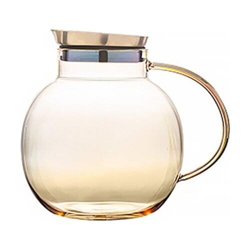 Afternoon Tea Cup Pot Set Living Room 450ml Glass Cup Home Use 1800ml Flower Tea Kettle Amber Teaware 5 Piece Set with Tray