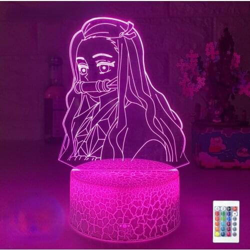 Kimetsu No Yaiba Nezuko Kamado Figure Led Night Light for Bedroom Decor Nightlight Kids Child Table 3d Lamp Demon Slayer Gift