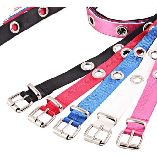 Women Man Canvas Belt Boy Girl Big Hole Canvas Long Casual Belt Waist Belt Metal Female Belt