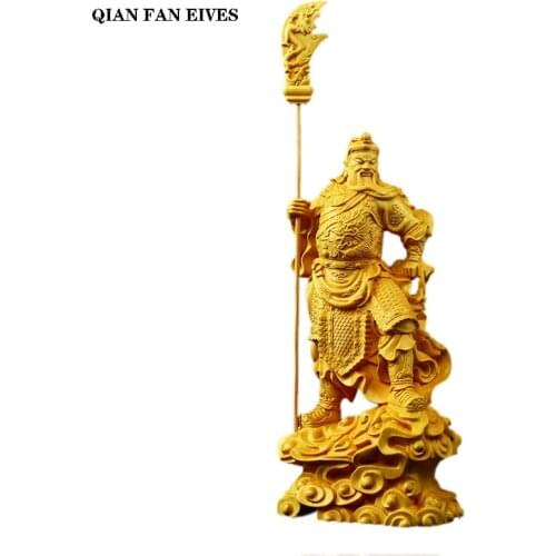 Exquisitely carved solid wood statue of Guan Gong，Modern art sculpture，High-end Ares Buddha Statue，Home decoration statue