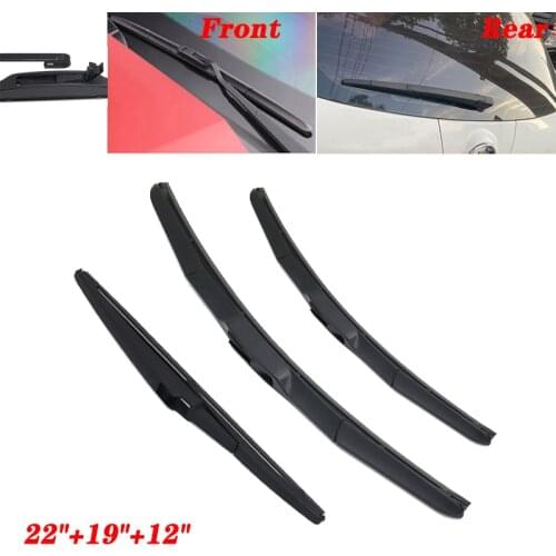 Wiper Front & Rear Wiper Blades Set For Mitsubishi Outlander MK1 2003-2007 Windshield Windscreen 22"+19"+12"