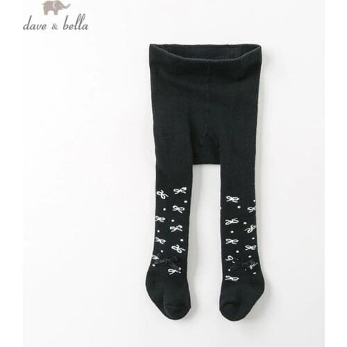 DB12041 dave bella winter infant baby girls lolita bow dots leggings children fashion leggings