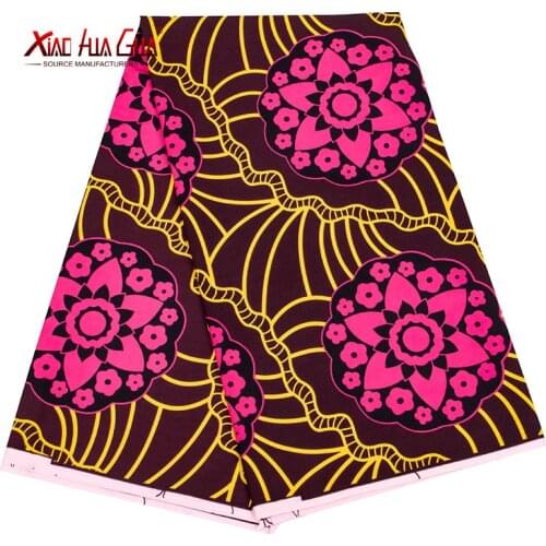 Summer African Print Fabric Rose Pink Fuchsias Waxing Floral Texture Polyester Fit 6 Yards Ankara Sewing Party Dress FP6432