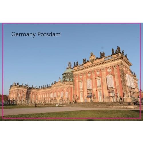 Metal Wrapped Magnets SOUVEMAG Germany Potsdam Sans Souci Palace Tourist Rectangle Metal Fridge Magnet 5309