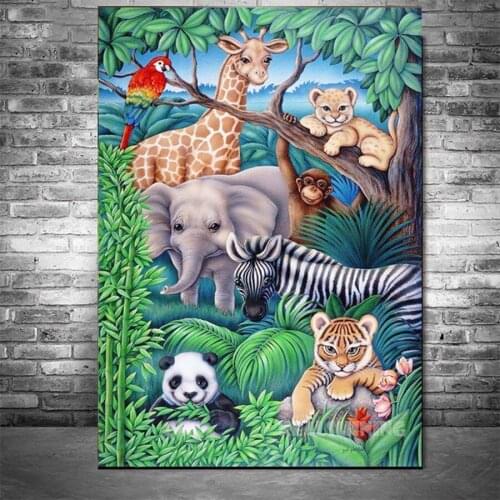 DIY Diamond Painting Accessories Animals Elephants Tiger Diamond Mosaic Cross Stitch Full Diamond Embroidery Wall Decor N1206